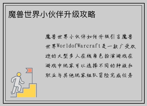 魔兽世界小伙伴升级攻略